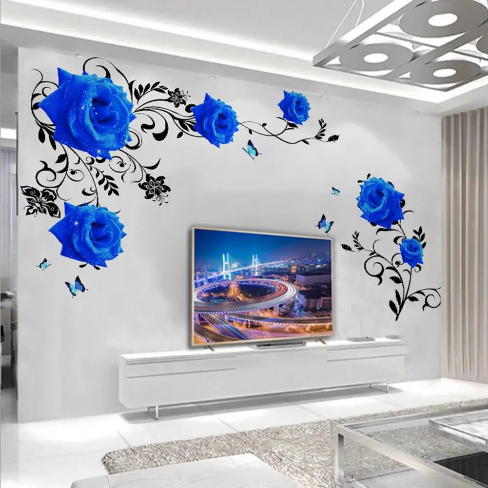 Déco murale romantique autocollant rose bleue
