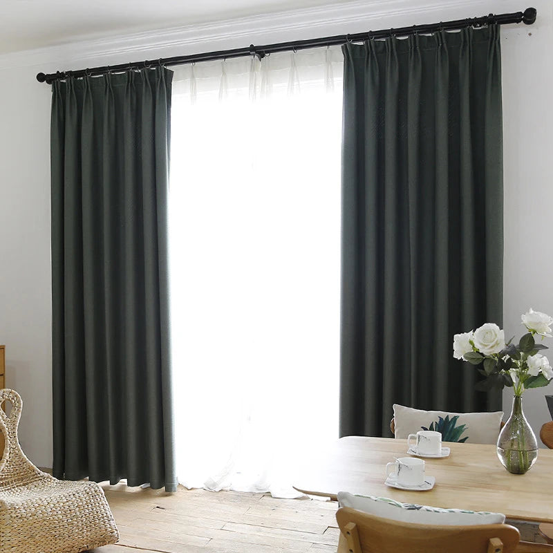Faux Linen Blackout Curtains for Living Room - Thermal Insulation and Modern Style