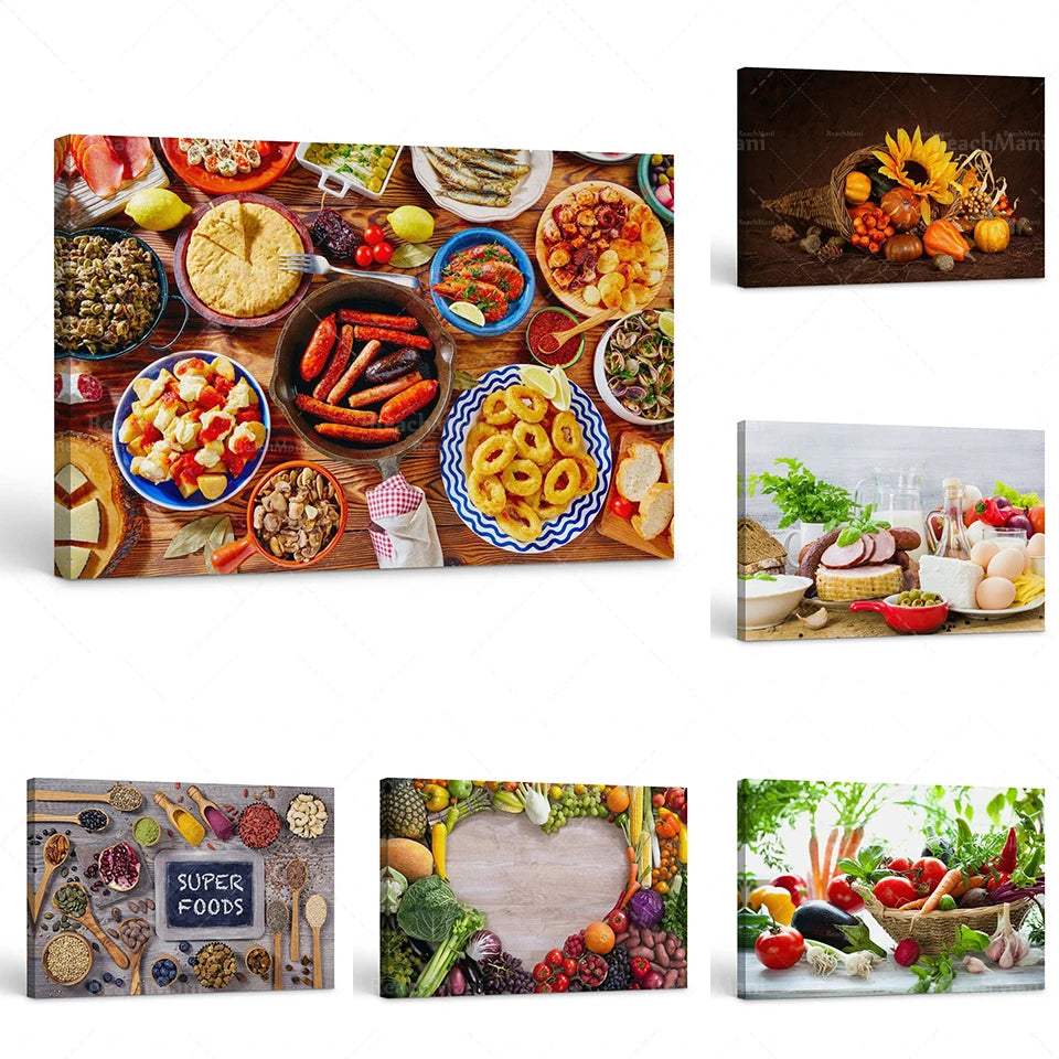 Assortiment varié d'aliments naturels et sains, notamment des légumes frais, des fruits et des produits à base de graines.