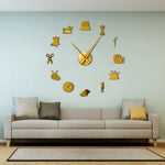 Horloge murale argentée moderne avec effet miroir acrylique