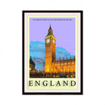La majestueuse tour de l'Horloge Elizabeth du palais de Westminster et le célèbre Big Ben sur un fond coloré représentent l'Angleterre, symbole de son patrimoine architectural emblématique.