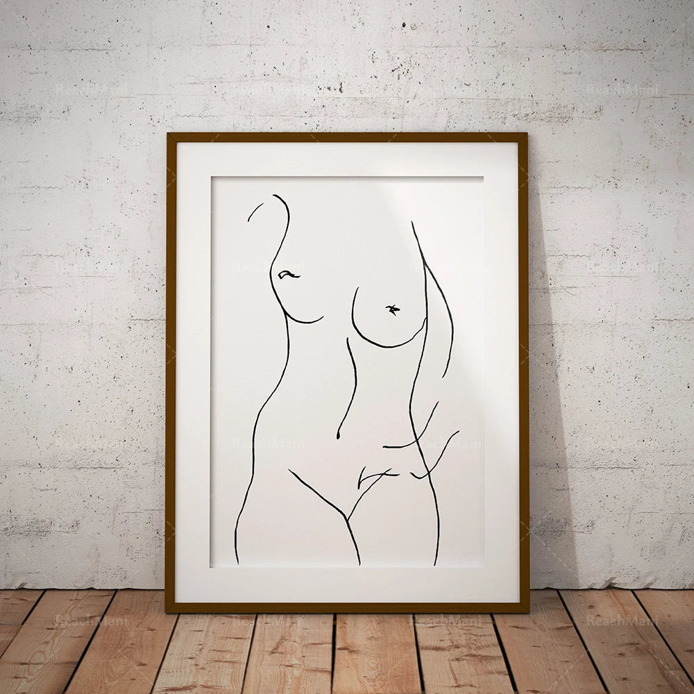 Une représentation artistique minimaliste d'une silhouette féminine.