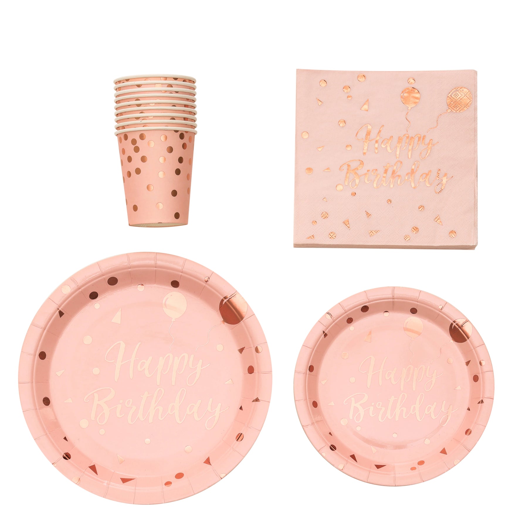 Table décorée pour anniversaire avec éléments or rose