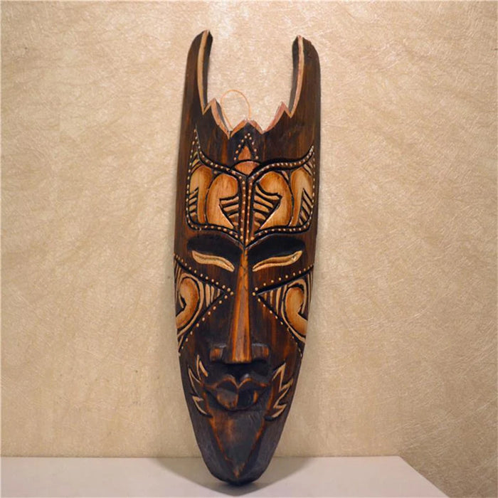 Masque mural en bois sculpté thaïlandais blanc pur