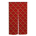 Rideau japonais rouge avec motifs dorés façon écailles traditionnelles, parfait pour sublimer une porte d'entrée