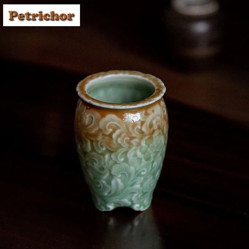 Vase céladon en relief blanc cache-pot créatif pour plantes d'intérieur
