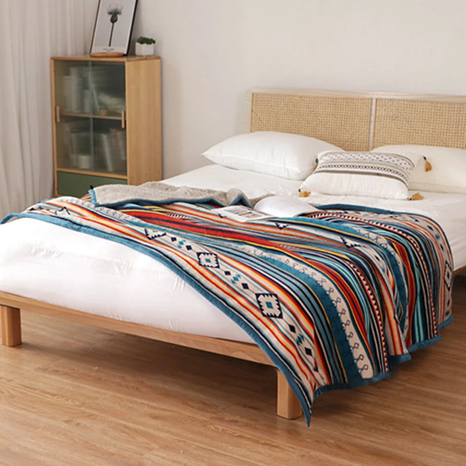 Couverture Boho utilisée comme décoration de canapé