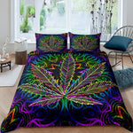 Housse de couette personnalisable en microfibre avec motif feuille de chanvre psychédélique