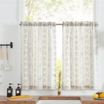 Rideaux légers à motifs géométriques pour cuisine, apportant une touche élégante et moderne à votre espace. Ces panneaux décoratifs embellissent les fenêtres tout en laissant passer la lumière naturelle, idéal pour créer une ambiance chaleureuse dans votre intérieur. Parfaits pour une décoration contemporaine et minimaliste.