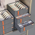 Boîte organisatrice pour sous-vêtements et chaussettes en tissu gris foncé
