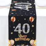 Chemin de table anniversaire en tissu gris foncé pour décoration masculine