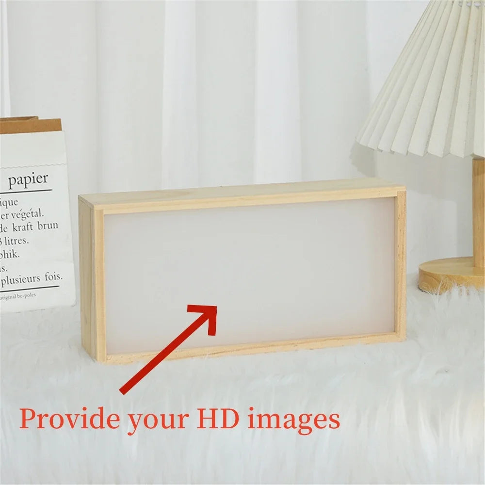 Cadre photo lumineux LED DIY assemblé avec éclairage allumé