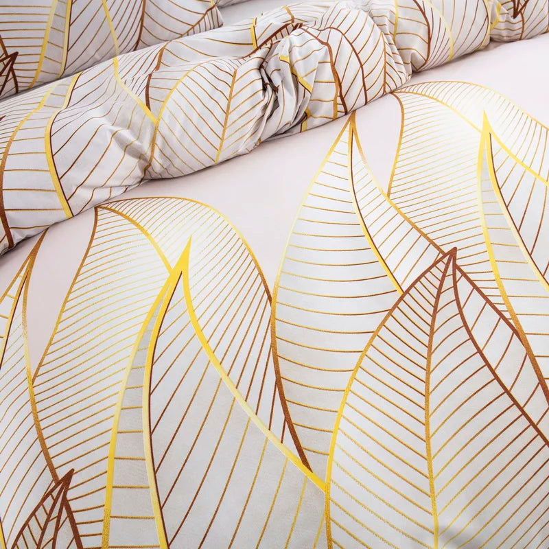 Literie botanique feuille d'or brune