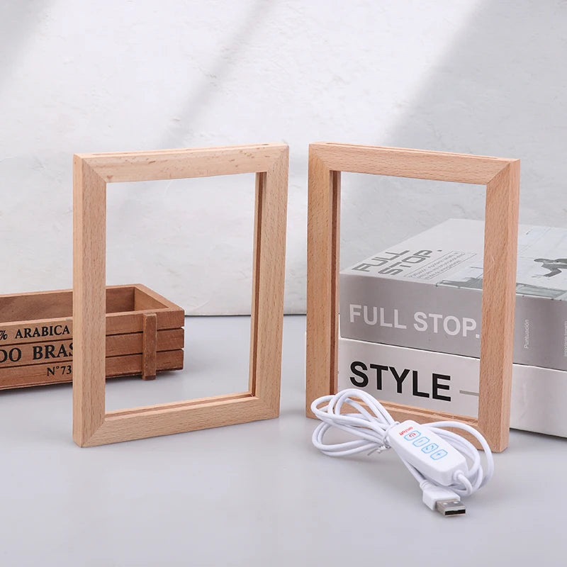 Cadre photo vert clair avec éclairage LED pour décoration intérieure