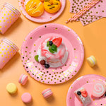 Set de table anniversaire rose et or 24 couverts