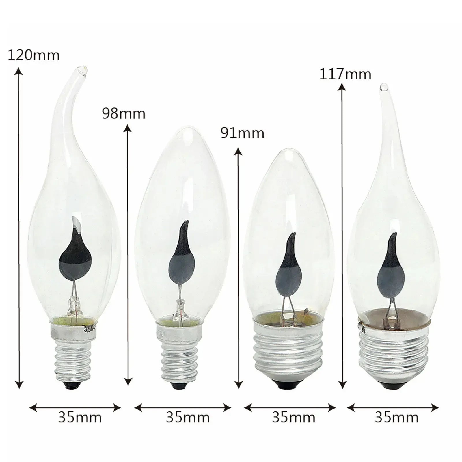 Ampoule LED bougie effet flamme E27 vue de côté