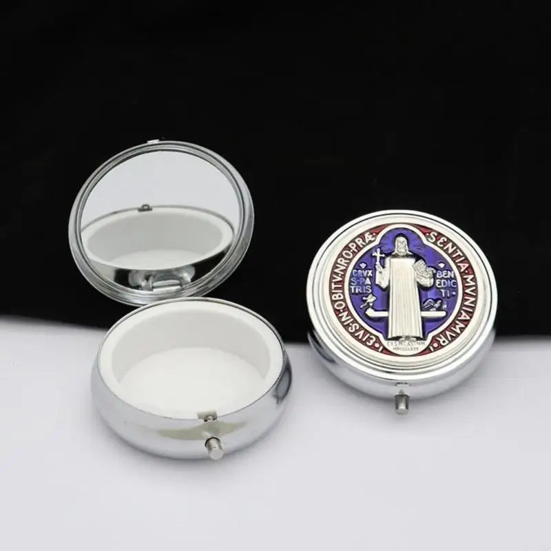 Boîte rangement bleu avec miroir