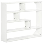 Étagère murale blanche 4 niveaux avec 7 compartiments dans un salon moderne