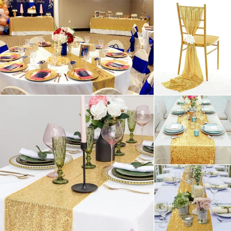Chemin de table pailleté noir pour banquet