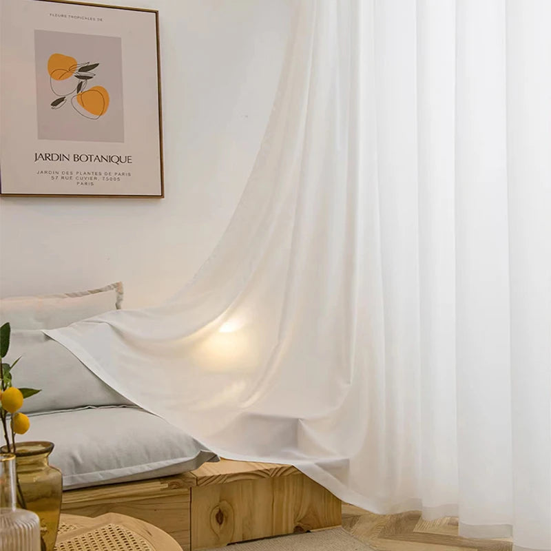 Luxury White Silk Muslin Curtains - Elegant Interior Decoration