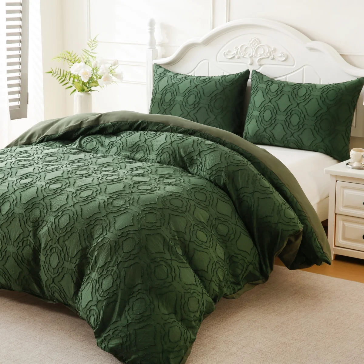 Ensemble literie 3 pièces housse de couette et taies d'oreiller beiges