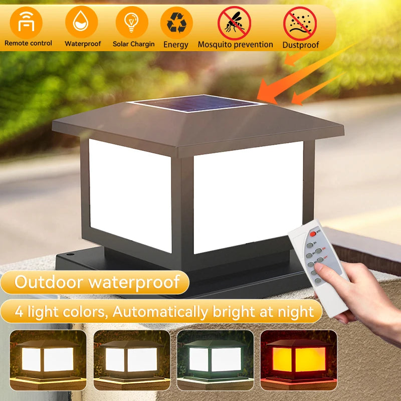Lampe colonne solaire éclairant une allée de jardin la nuit