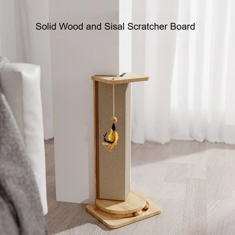 Poteau à gratter pour chat avec plateau tournant en bois massif noir
