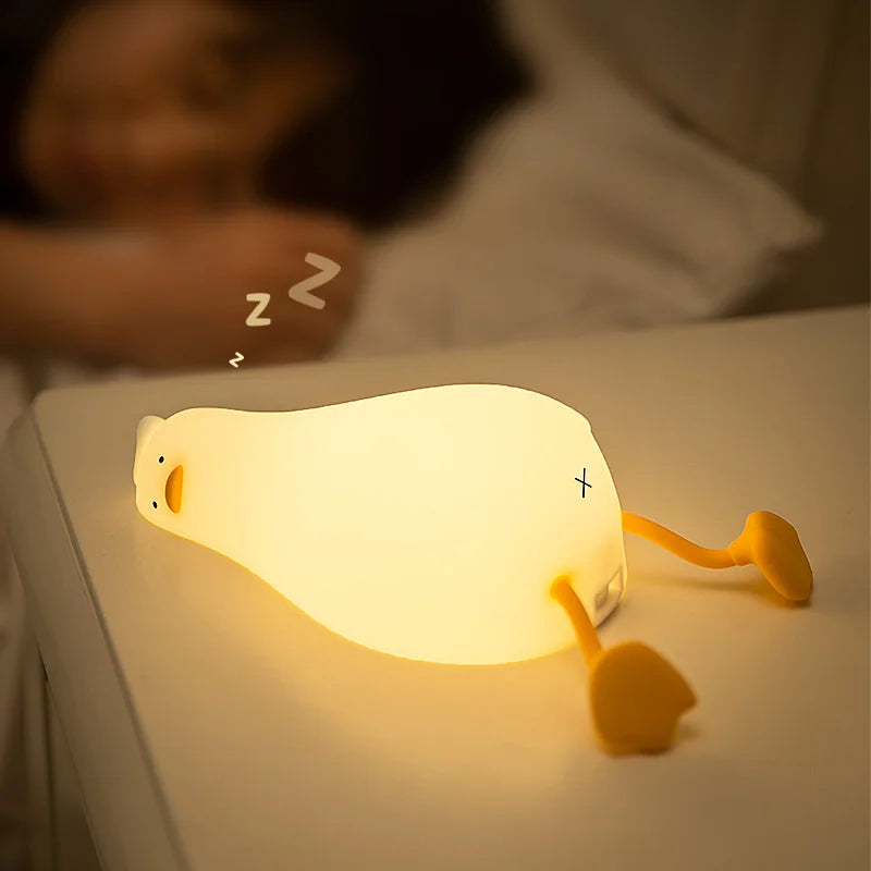 Détail du silicone doux de la veilleuse canard LED