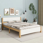 Détail de la tête de lit en MDF blanc brillant sur le lit double