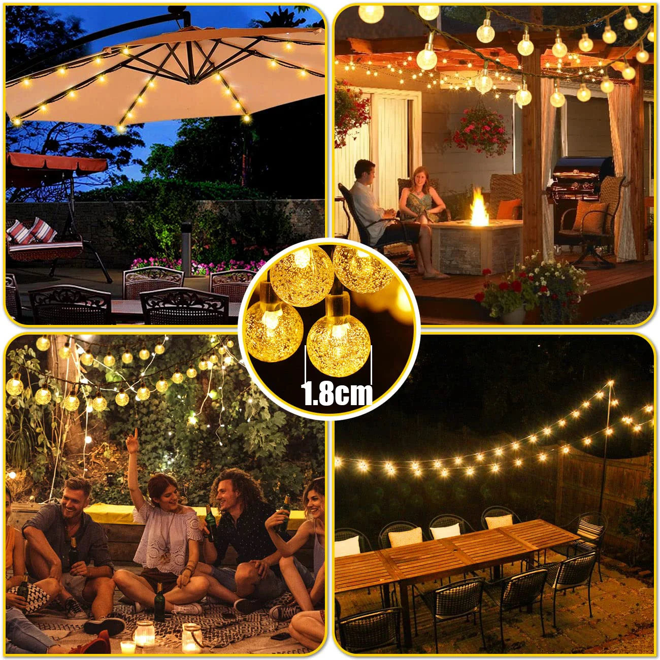 Décoration jardin guirlande LED solaire IP65