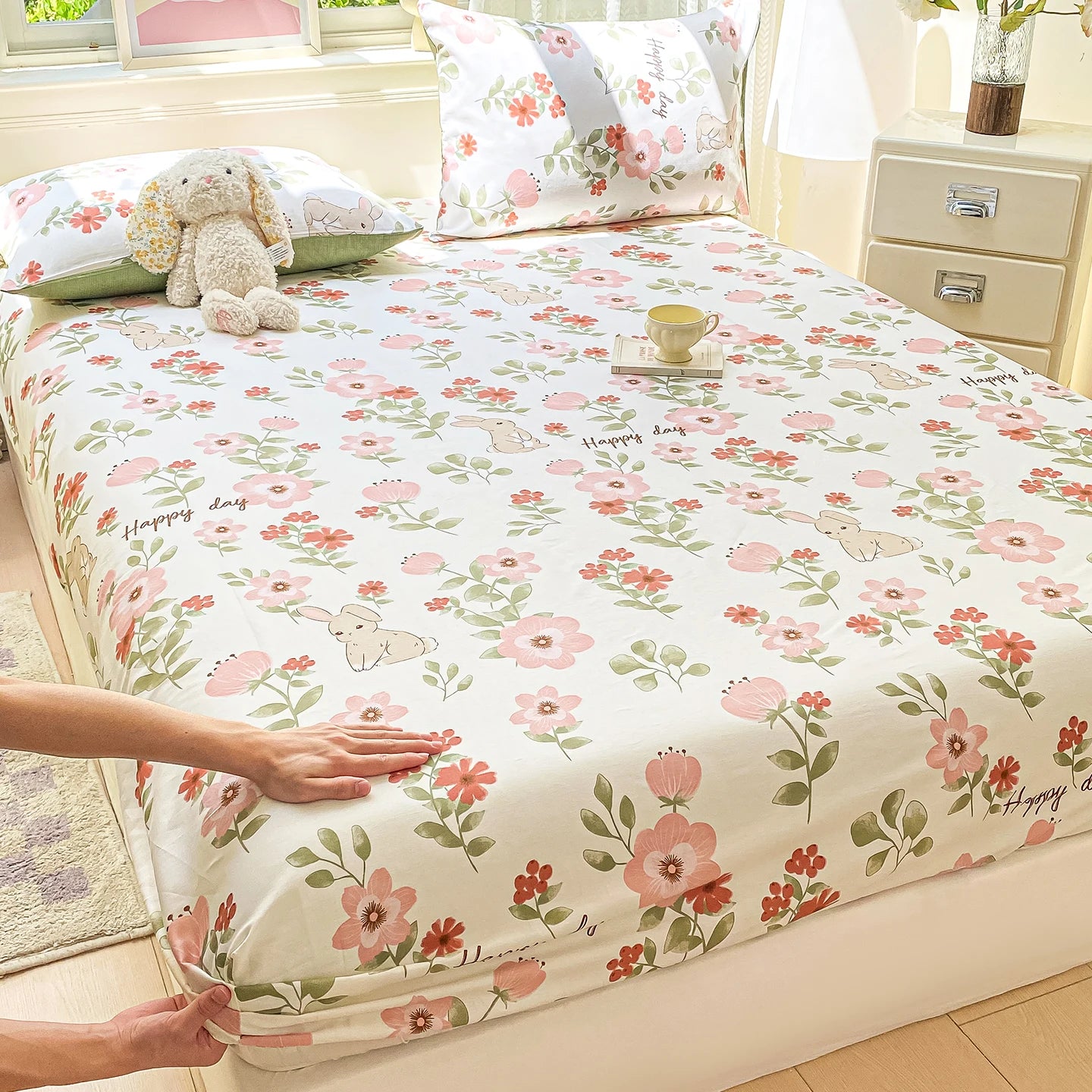 Parure de lit coton percale 400 fils couleur argent