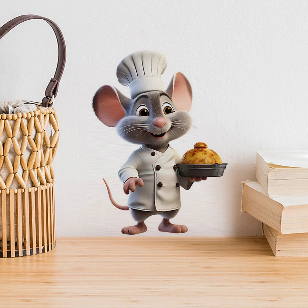 Sticker mural souris gourmet noir