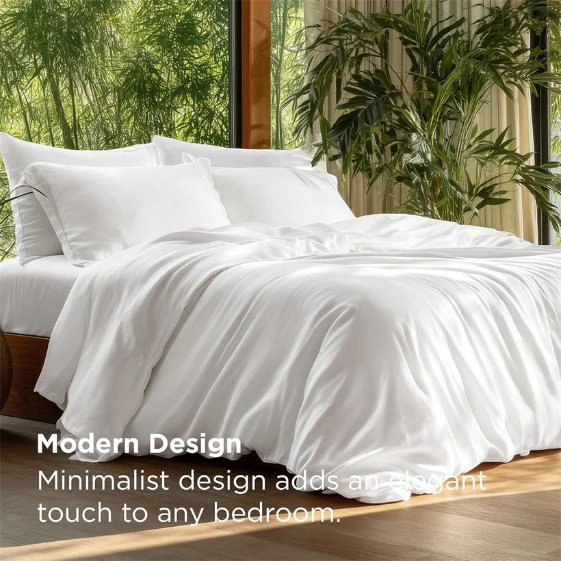 Ensemble literie bambou soyeux avec drap et taies d'oreiller
