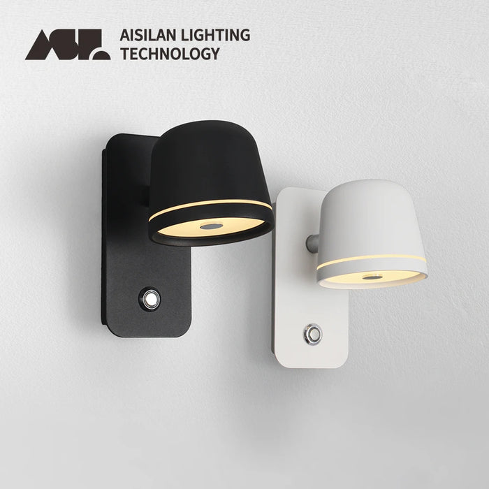 Applique murale LED tactile noire pour chambre moderne