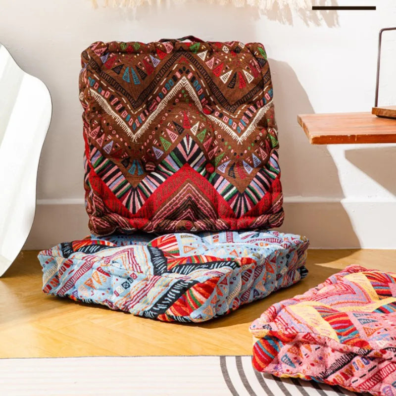Coussin de sol carré Boho rouge 40x40 cm