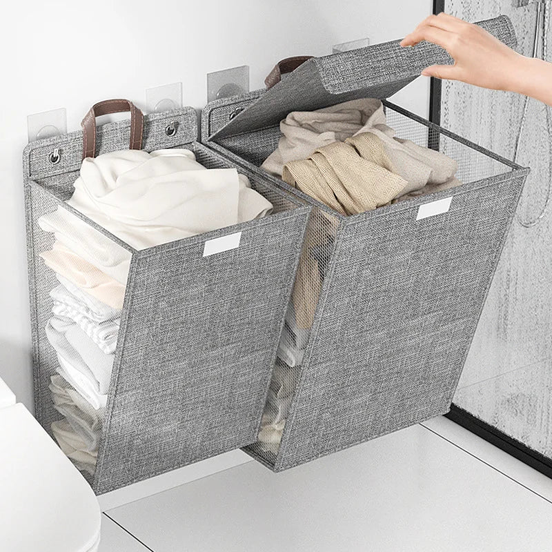 Panier à linge suspendu mural gris clair