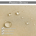 Image montrant la surface d'un produit résistant à l'humidité avec des gouttes d'eau. Le produit est conçu pour repousser l'eau et résister à la décoloration, idéal pour une utilisation durable en extérieur. L'image met en évidence les caractéristiques de protection contre l'humidité et la garantie de longévité.