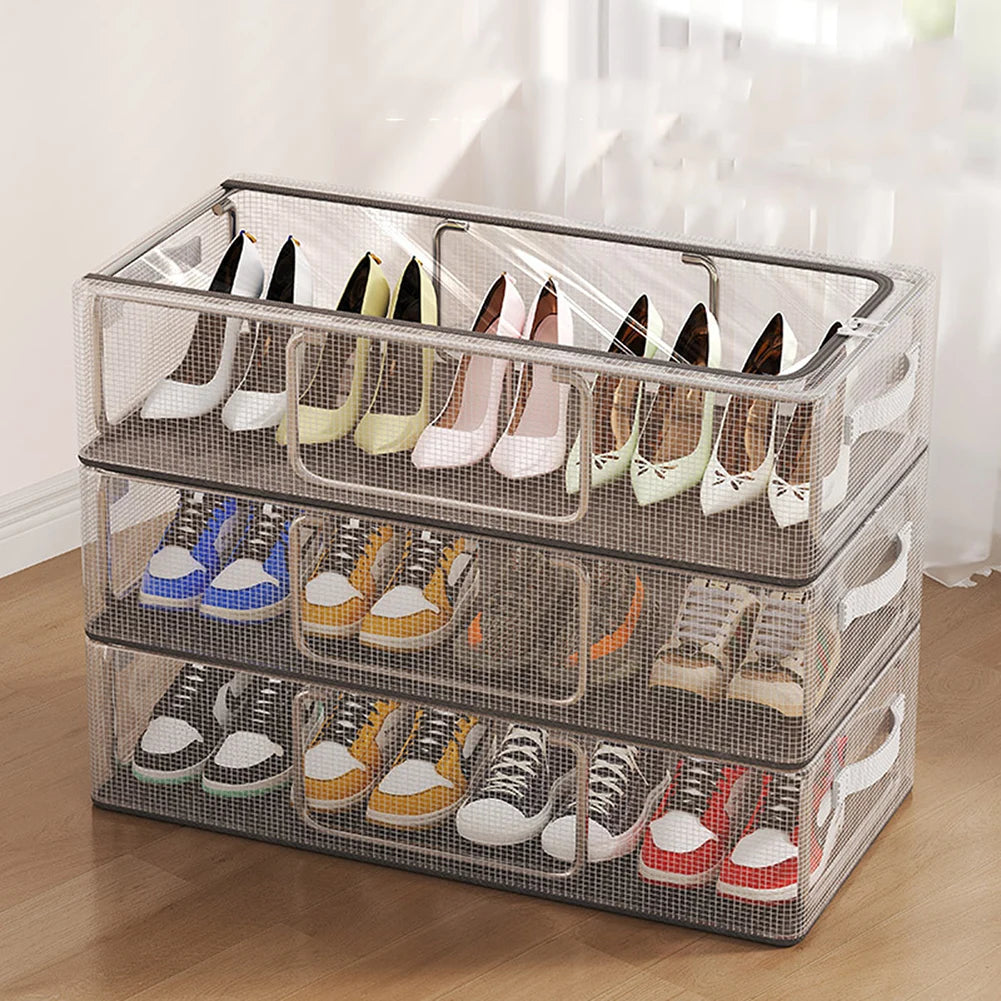 Boîte à chaussures transparente empilable vert clair