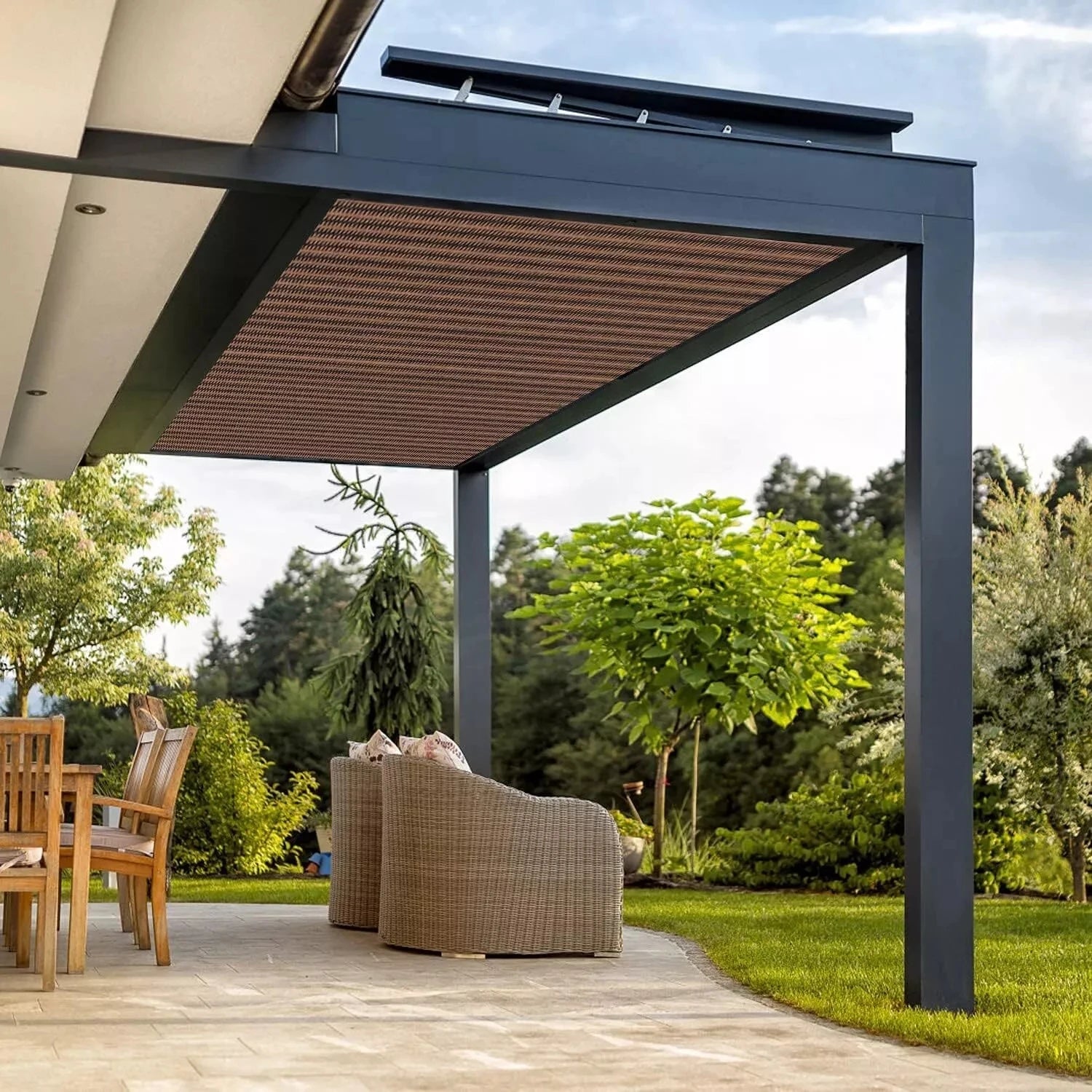 Voile d'ombrage blanche pour terrasse