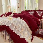 Housse de couette bordeaux et taies d'oreiller assorties