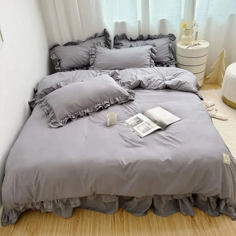 Détail housse de couette coton brossé jaune clair