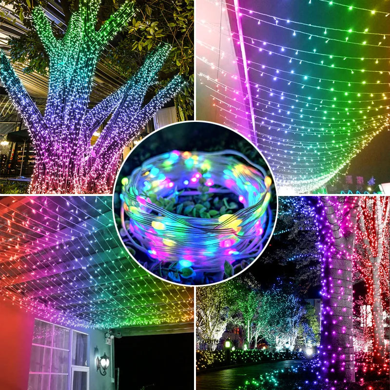 Effet lumineux multicolore de la guirlande LED en galets