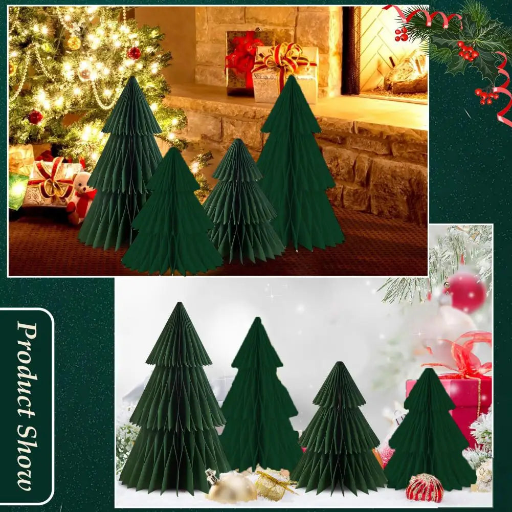 Sapin de Noël en papier blanc décoré de guirlandes