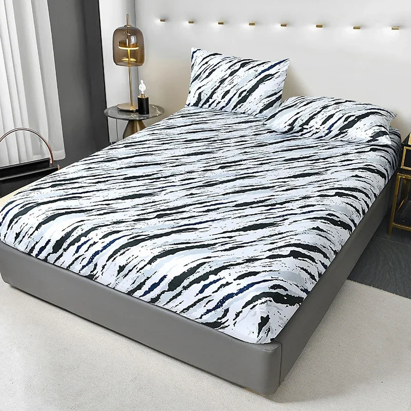 Drap-housse léopard étalé montrant la taille 140x190 cm