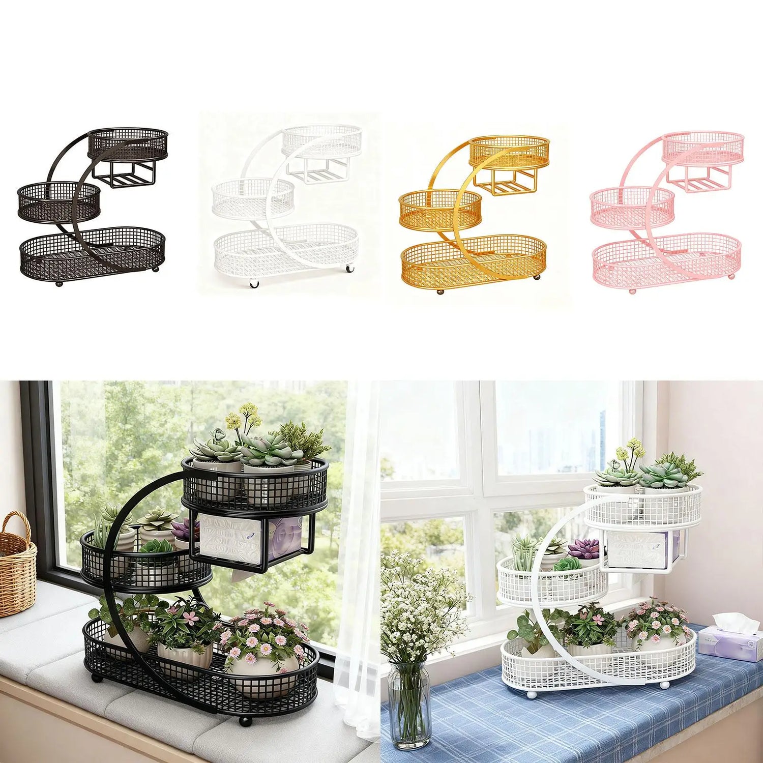 Organisateur de légumes en fer vert pour table à manger