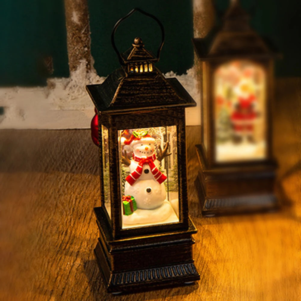 Veilleuse de Noël décorative avec Père Noël et arbre de Noël sur table de chevet