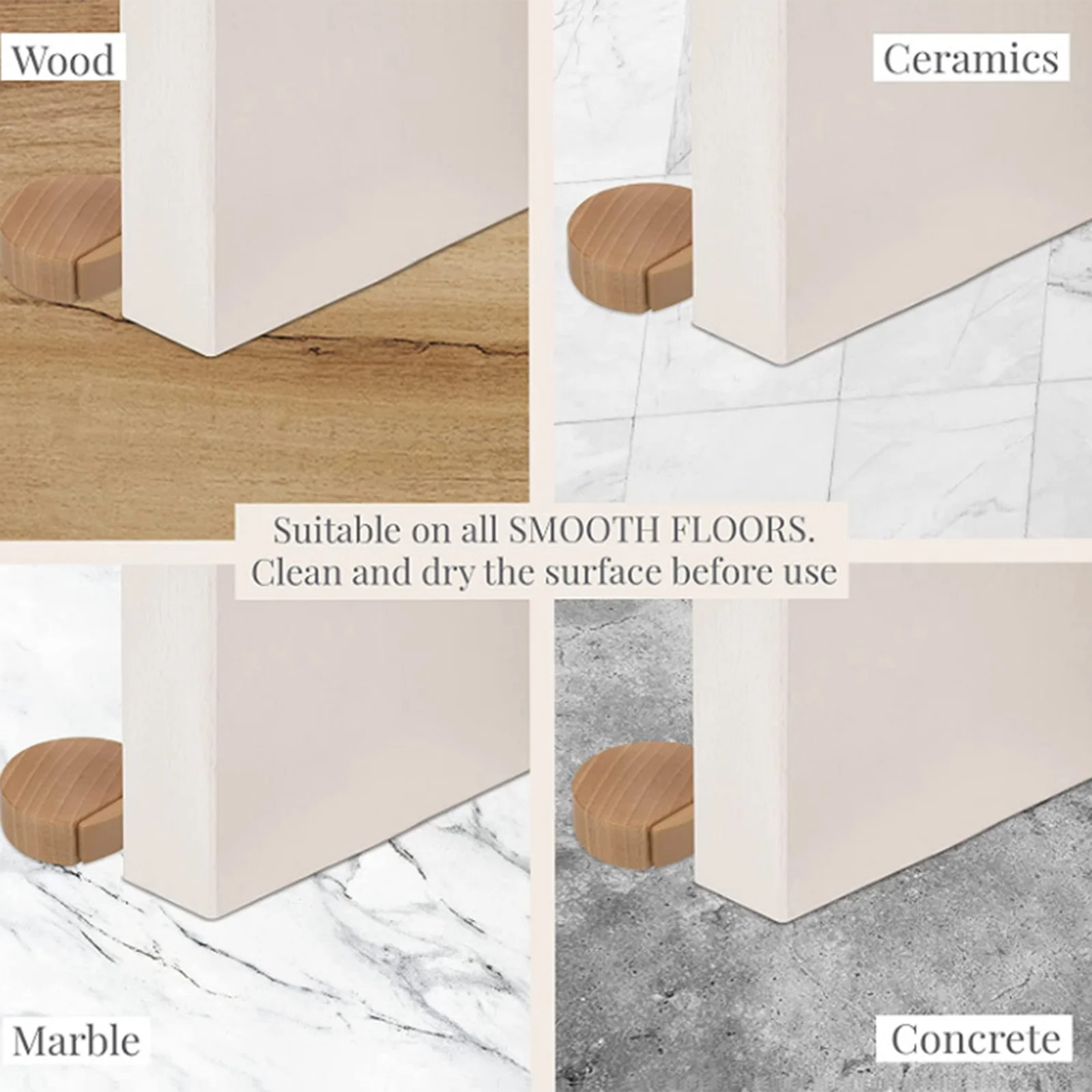 Cale porte blanche discrète sur parquet clair