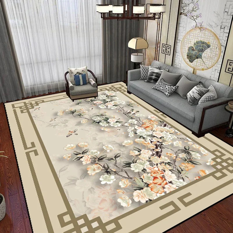 Tapis de salon style persan 200x300 cm couleur violet dans un intérieur moderne