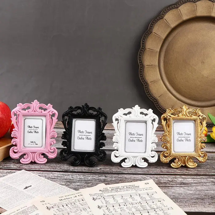 Cadre photo vintage baroque en résine couleur or avec motifs floraux