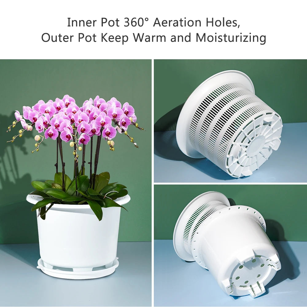 Pot orchidée trous drainage noir design classique